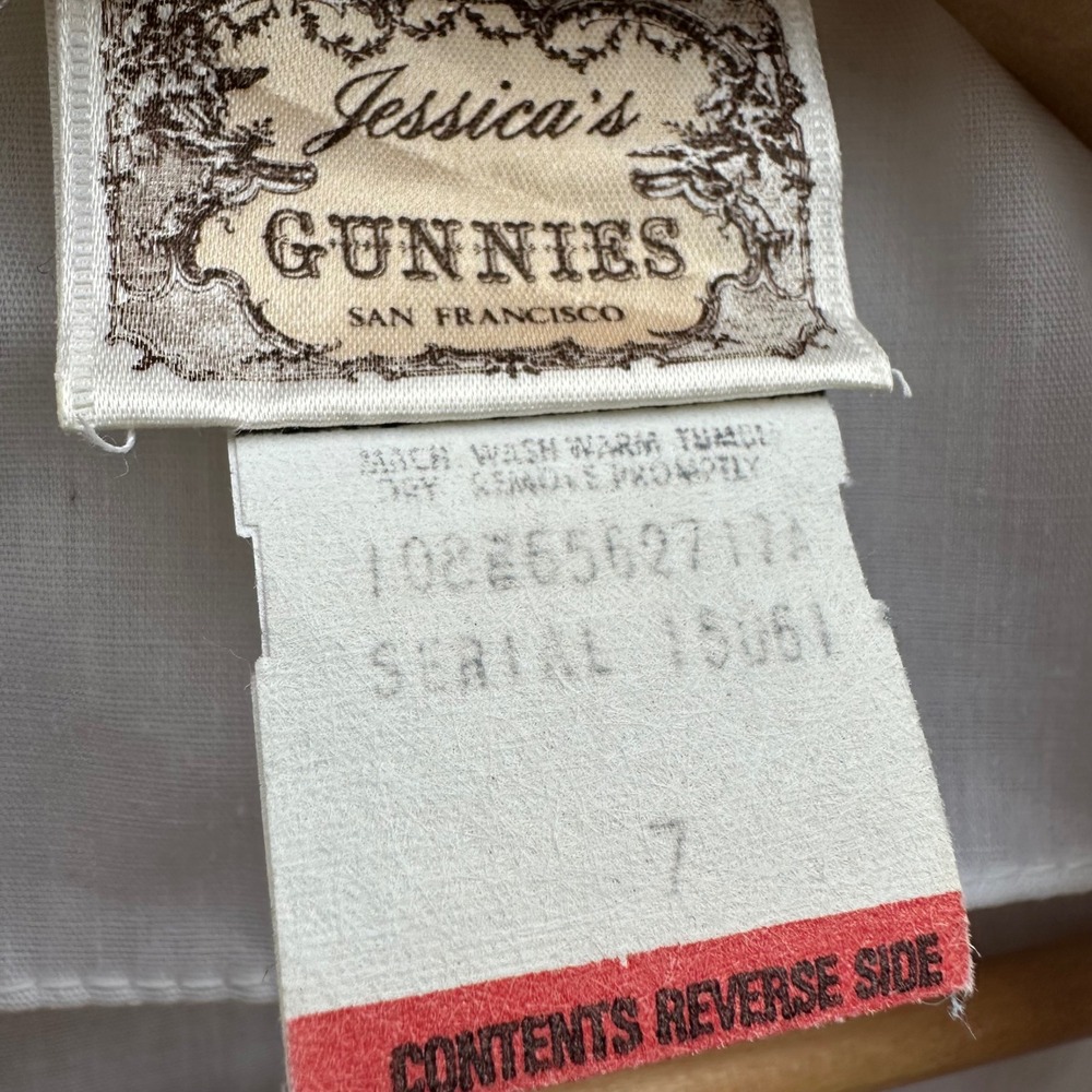 Jessica's Gunnies VTG Blouse Women 7 White Lace Trim Puff Short Sleeve Prairie - Picture 4 of 10